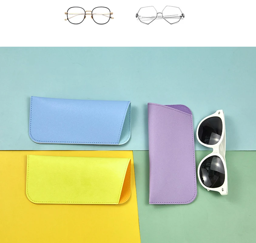 

Soft Leather Reading Glasses Bag Case Waterproof Solid Sun Glasses Pouch Simple Eyewear Storage Bags Eyewear Accessories