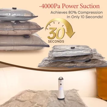 Vacuum Bags for Travel with Rechargeable air Pump Carry-on Size Compression Packing Bags for Luggage and Suitcase Space Saver f 4