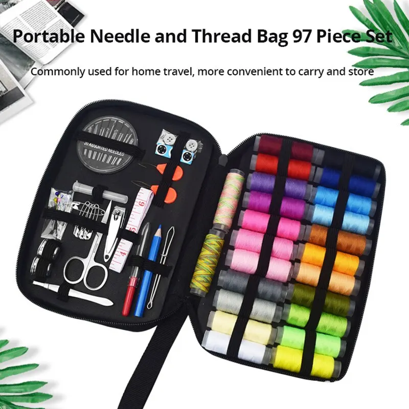 Sewing Kits 97pcs With Case Portable Supplies For Home Traveler Adults Beginner Emergency Contains Thread