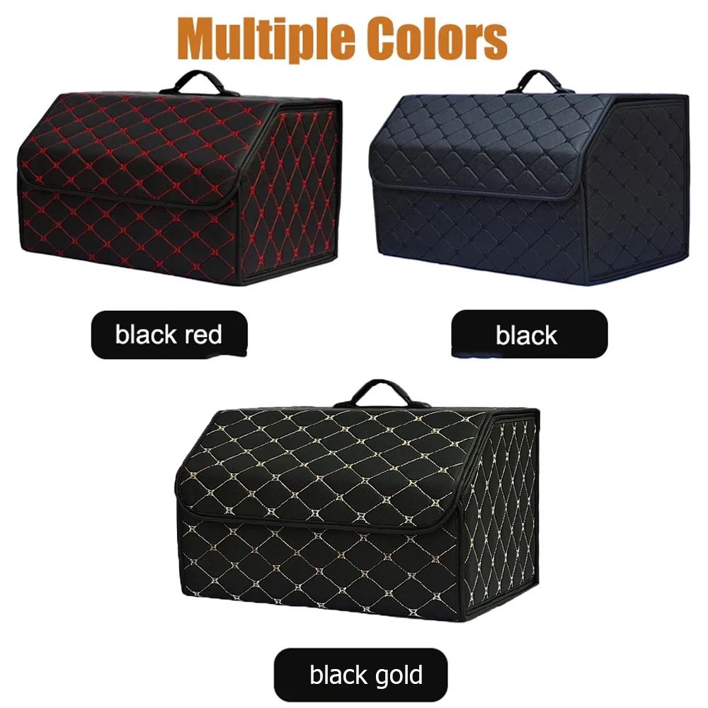 Car Trunk Organizer Box Large Capacity Auto Multiuse Tools Storage Bag Stowing Tidying Leather Folding For Emergency Storage Box