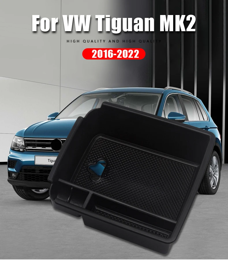 Auto-Armlehnen-Mittelkonsolen-Aufbewahrungsbox, Handschuhfach-Organizer für Volkswagen VW Tiguan MK2 2017-2021 2022 2023 2024 Zubehör – Detail 1