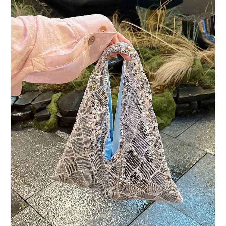 Fashionable High-End Feel Women's Handbag Large Capacity Sequins Tote Bag Soft Material Cross-Border Style Shoulder Bag
