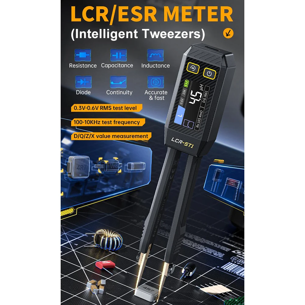 Description Picture 6 of itemLCR-ST1 Digital BridgeMeter High Precision LCR Meter Tweezer Intelligent Tweezer Test Patch Clamp Multimeter Test Meters