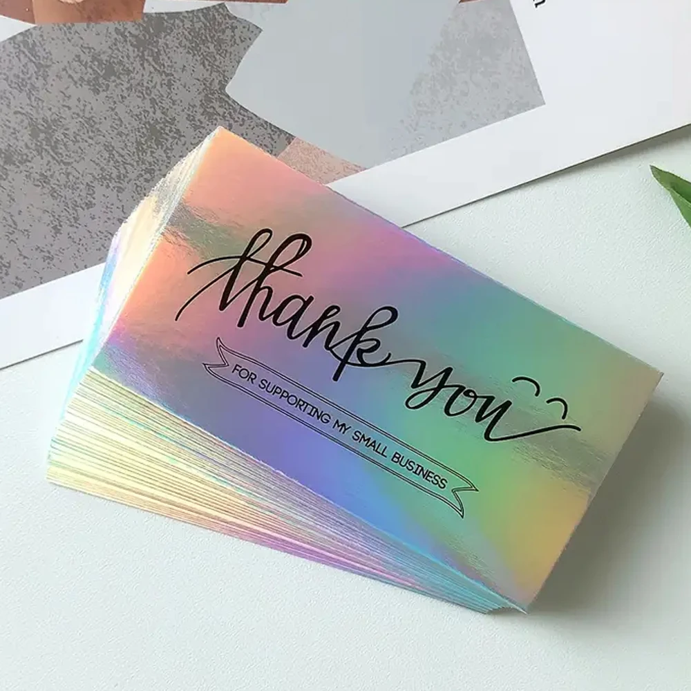 50pcs/set Laser Thank You Card for Small Business Supplies,Thank You Order Card,Thank Cards for Wedding Baby Shower Bridal