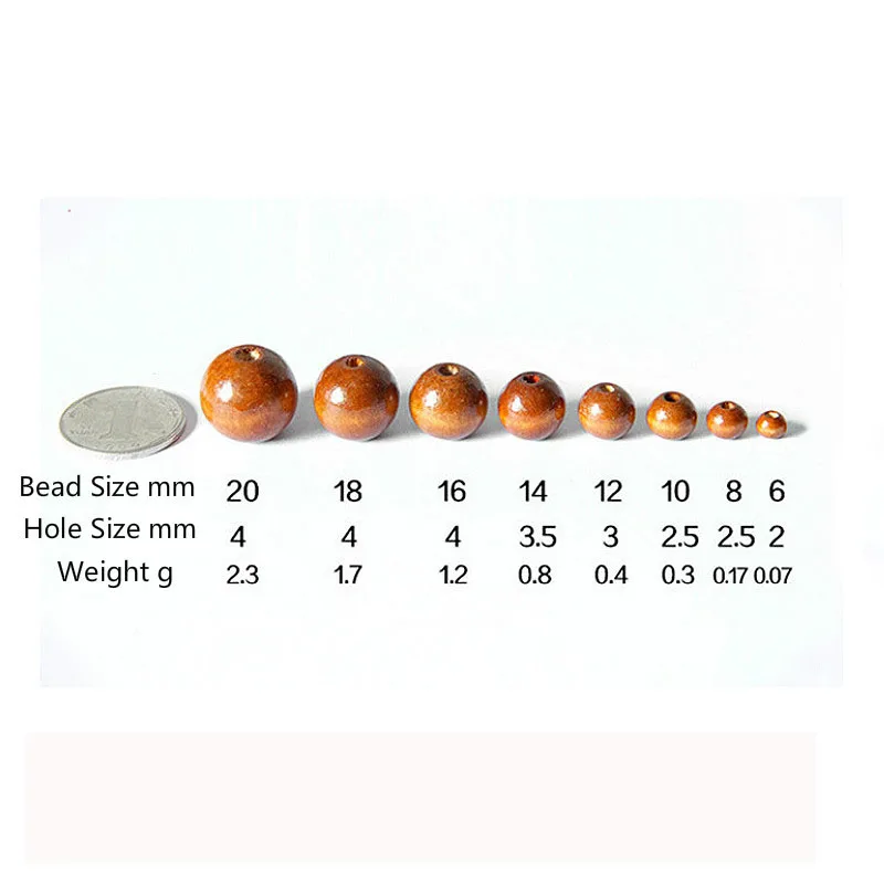 Wood Beads 4/6/8/10/12/14/16/18/20mm 8-500pcs/bag