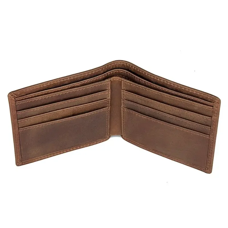 Brown Leather Men Wallet Crazy Horse Genuine Cowhide