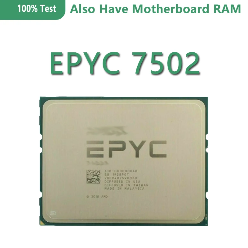LGA4094 마더보드용 EPYC 7502 CPU, 2.5GHZ, 32C, 64T, 64M 캐시, 180W DDR4-2666V 소켓 sp3 프로세서