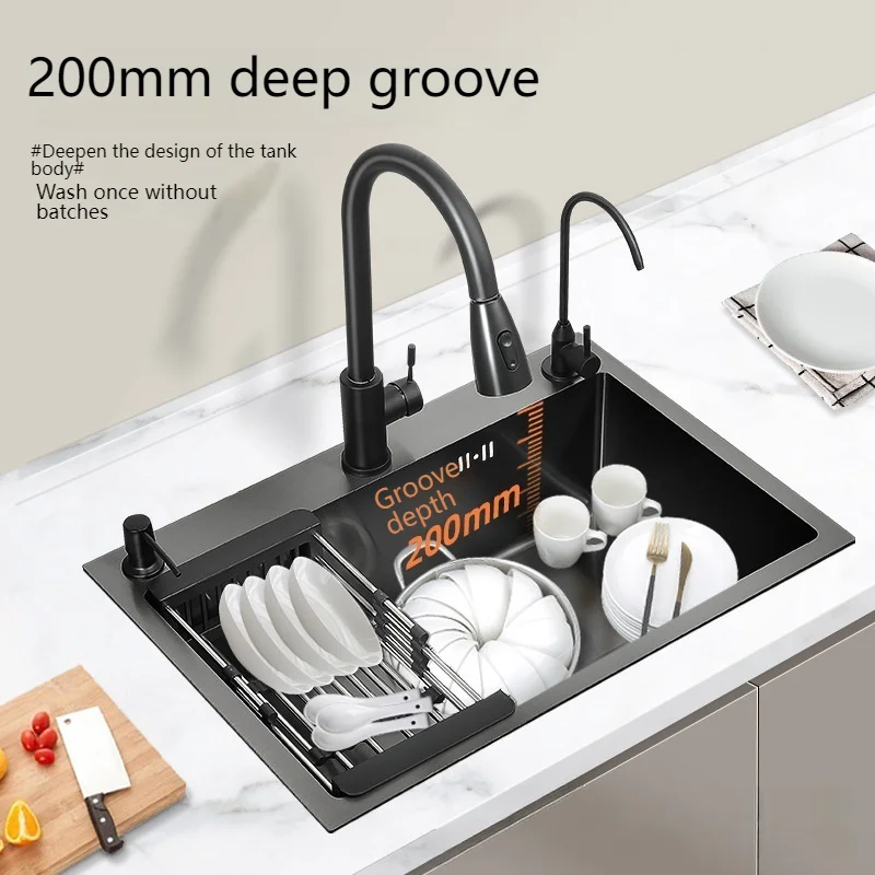 Drop In Kitchen Sink Stainless Steel Undermount Basin Large Single Slot Workstation Sinks Household Dishwashing Basin kitchen sink