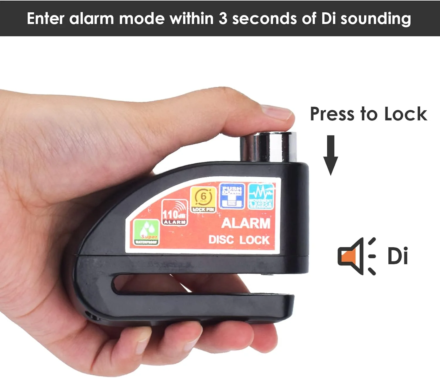 Motorcycle Scooter Disc Brake Lock Motor Bicycle Anti-theft Wheel Disc Brake Lock Waterproof Security Alarm Protection