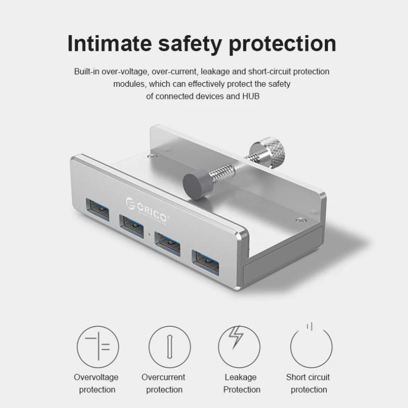 

Алюминиевый разветвитель MH4PU с 4 USB-портами и зажимом, 10-30 мм