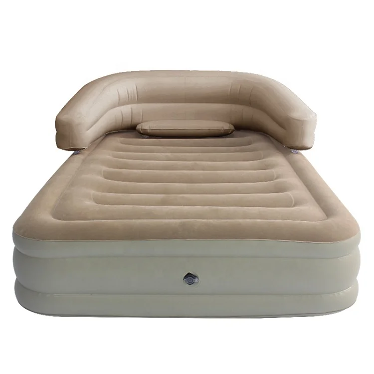 

Customized Durable Single or Double Inflatable Flocking Air Bed with Backrest