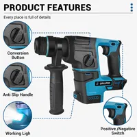 Drillpro 26mm Brushless Cordless Rotary Hammer Impact Drill Handheld Electric Hammer Drill Impact Function for Makita Battery 2