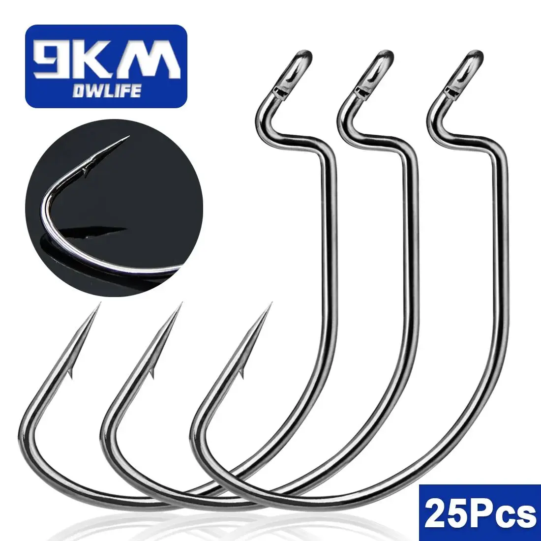 25Pcs EWG Hooks Bass Fishing Wide Gap Offset Worm Fishing Hooks Jig Carp  Softjerk Texas Rig Hooks Saltwater Fishing Offset Hooks