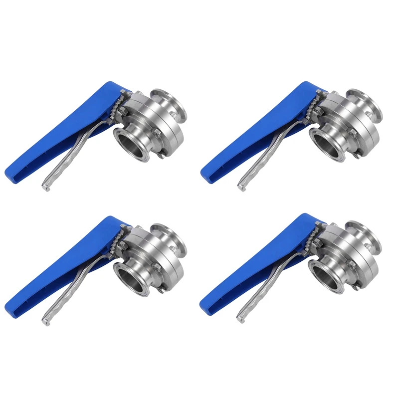 

4X 1-1/2Inch 38Mm Stainless Steel Sanitary 1.5 Inch Tri Clamp Butterfly Valve Squeeze Trigger For Homebrew Dairy Product