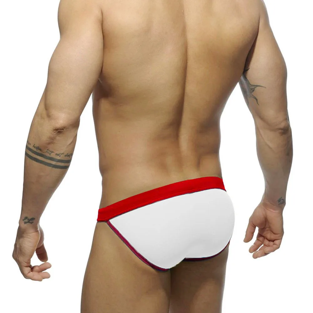 European And American Men Sexy High Fork Triangle Swim Trunks Fashion Color Matching Simple Beach Low Waist Triangle Bikini Me