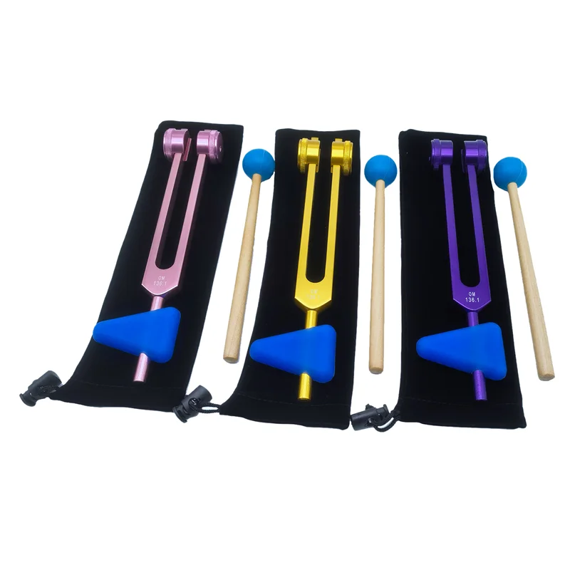 136.1 OM136.1 Aluminum Alloy Tuning Fork with Hammers for Healing Chakra, Sound Therapy, Reliever Stress,Purple 2