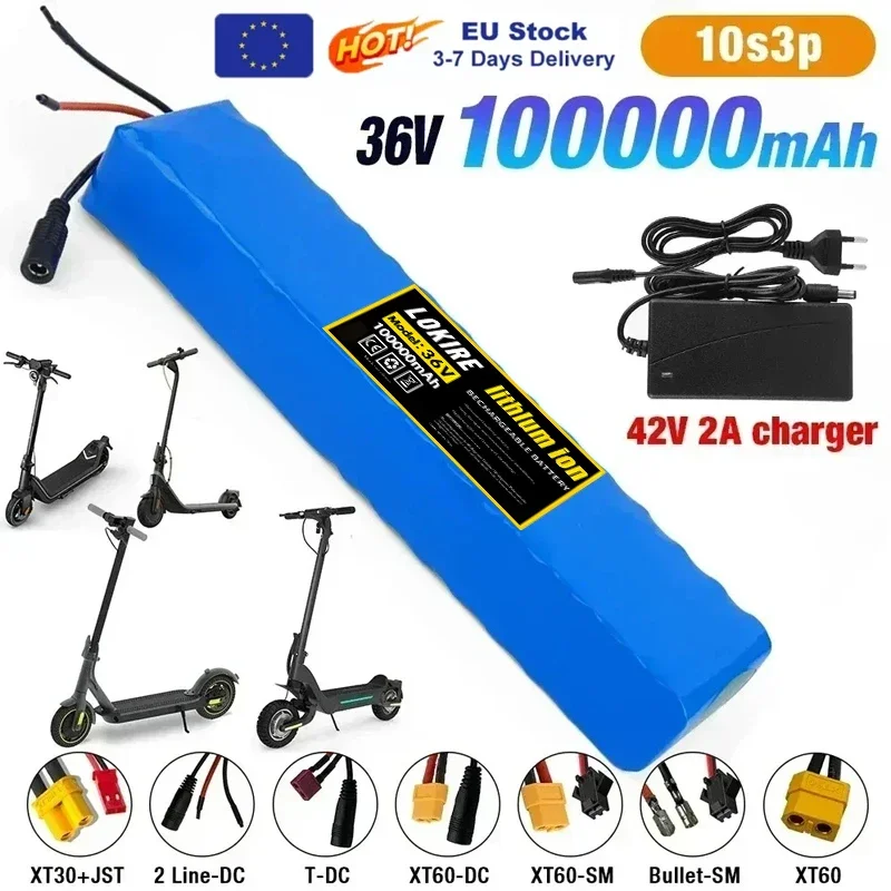 36 V 100 Ah wiederaufladbarer Lithium-Akku 18650 10S3P 1000 W Leistung modifizierter 36 V Elektroroller-Akku mit BMS, SYP XT60 JST – Detail 6