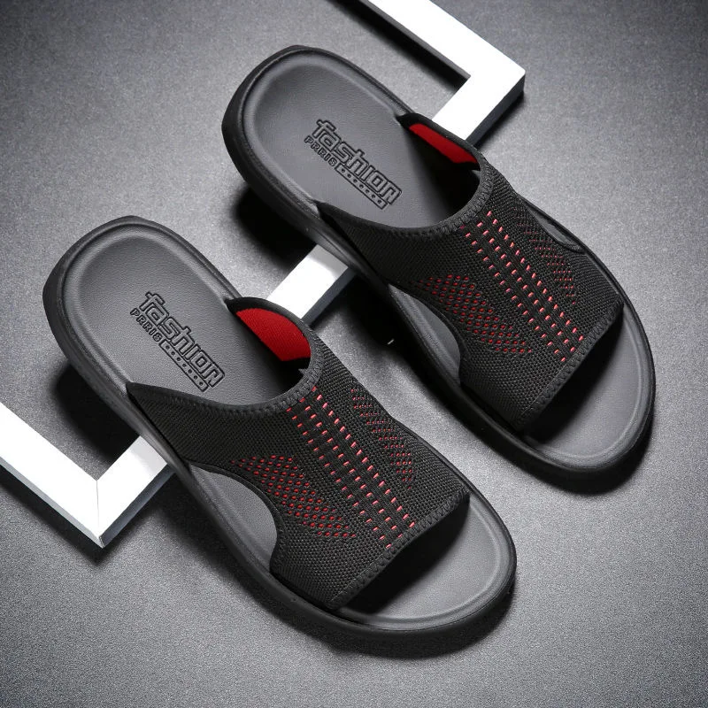 

Qmaigie slipper black for man sandals leather luxury designer 2023 summer men slippers business slipper shoes slides sandals men