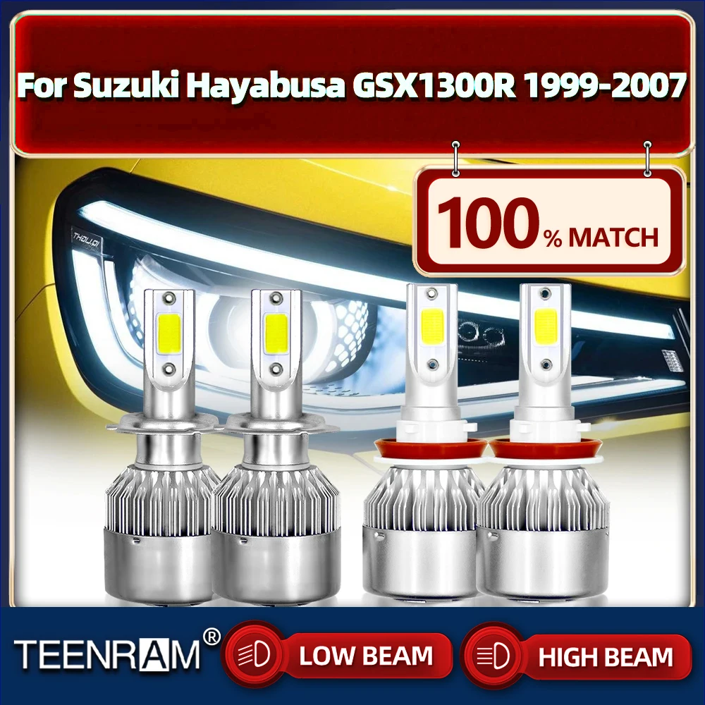 LED Headlight H7 9005 HB3 Car Light Bulbs 40000LM Auto Lamp For Suzuki Hayabusa GSX1300R 1999-2001 2002 2003 2004 2005 2006 2007