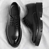 New Luxury Men's Brogues Leather Elevator Shoes Man Height Increase Insole 8cm/10cm Black Formal Business Wedding Work Men Shoes 5