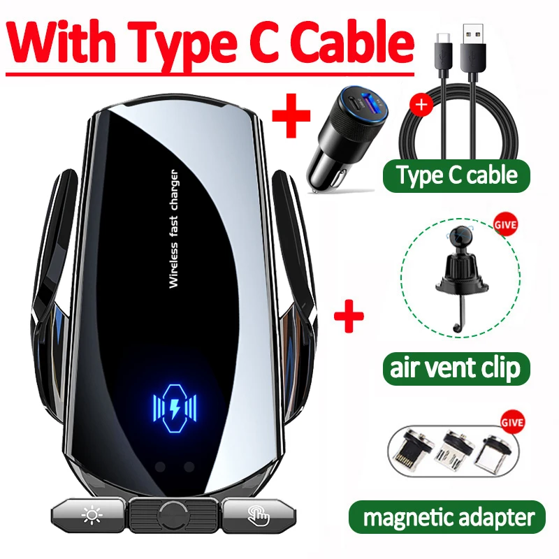 Sleek Wireless Car Phone Charger with 15W Fast Charging Capability