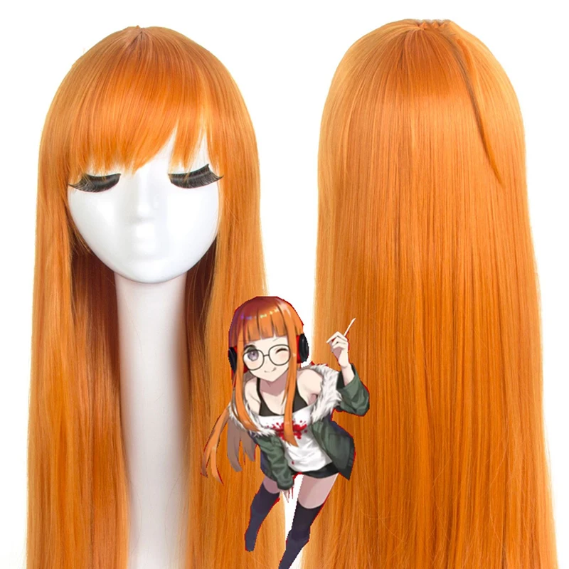 Persona 5 Futaba Sakura Pink Long Straight Hair Cosplay Wig
