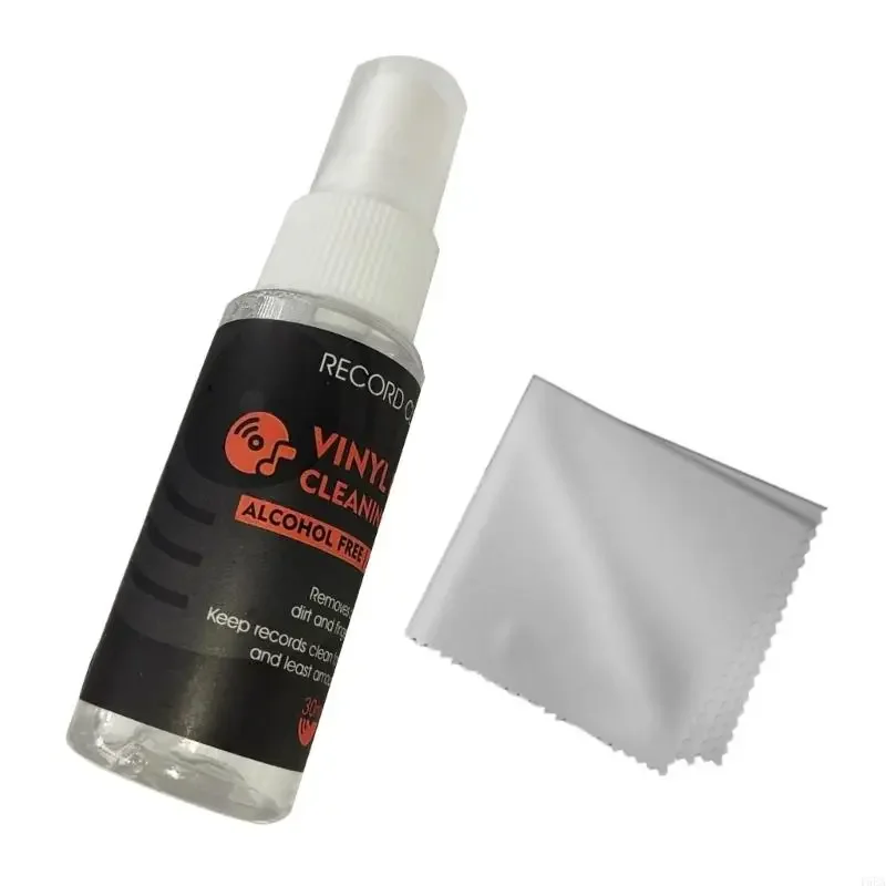 User Friendly Vinyls Record Cleaning Fluid 30ml with Microfiber Towel Precise Record Cleaner Noise Reductions Play
