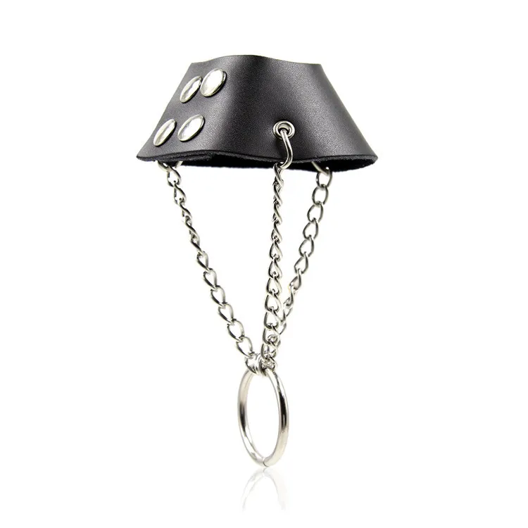 Male Chastity Device Penis Cock Ring Faux Leather Parachute Ball Stretcher Scrotum Restraint Adjustable BDSM Bondage for Men