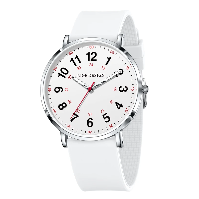 LIGE Women's Luxury Quartz Waterproof Wristwatch with Silicone Strap