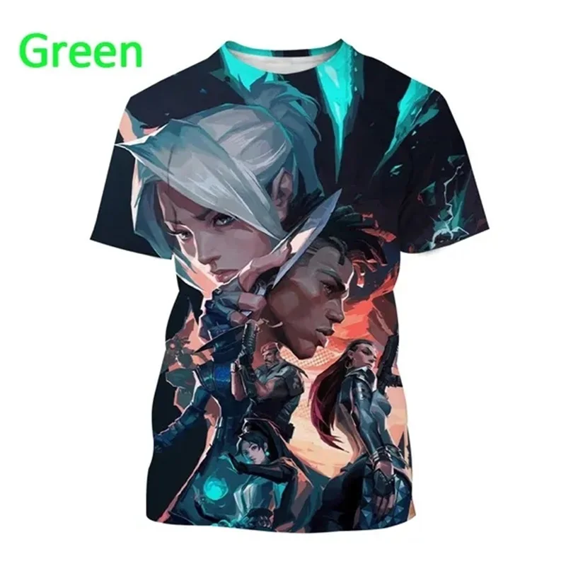 thumbnail image 1 of Camiseta gráfica del juego Valorant para hombre, con estampado 3D, informal, de verano, de manga corta, con cuello redondo, para niños, ropa de calle, 1 of 5