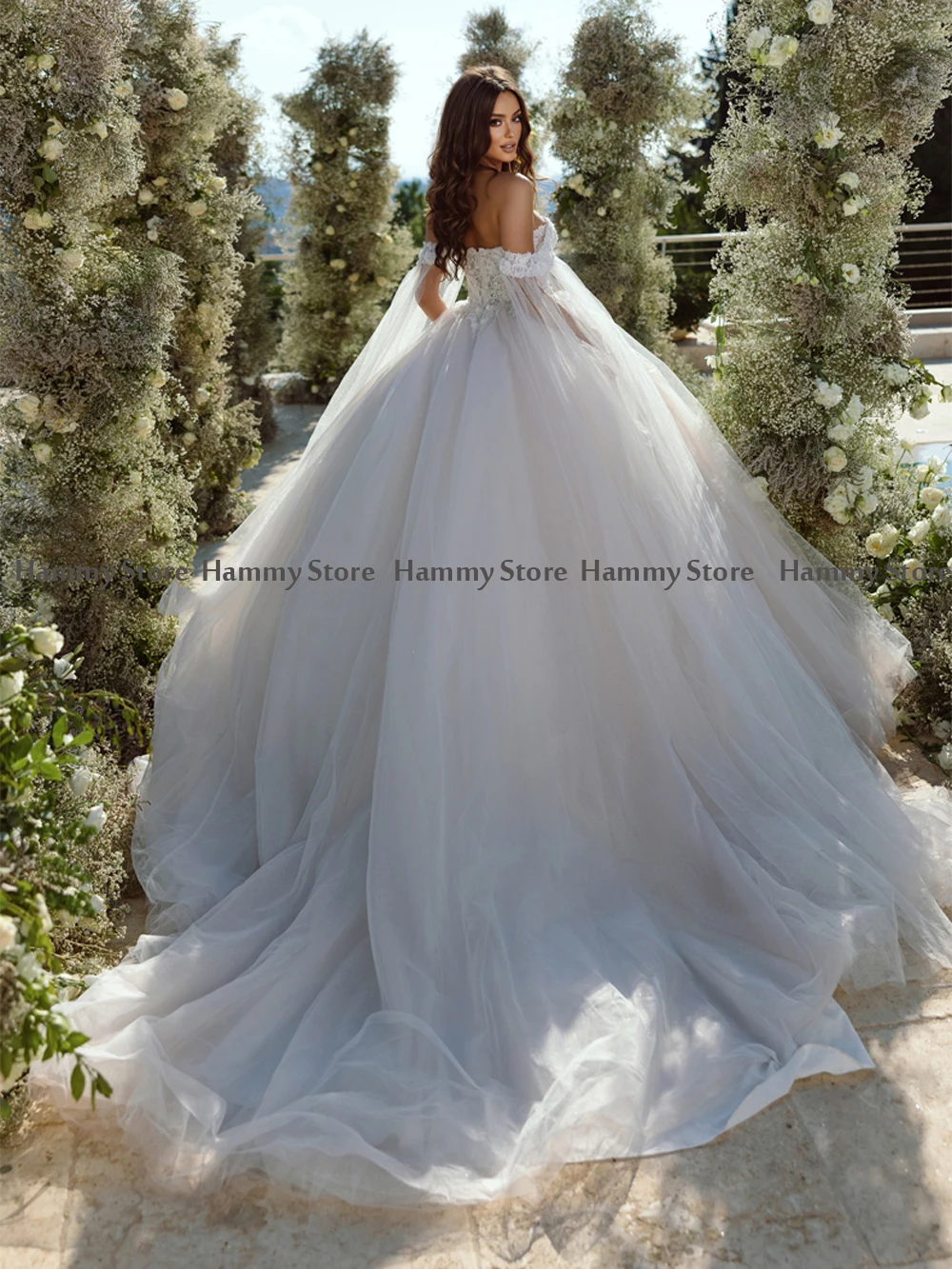 Vestido de noiva da princesa vestido de baile brilhante glitter tule fora  do ombro vestidos de noiva em camadas robe de mariage - AliExpress