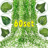 Artificial Green Ivy Leaf Rattan Creeper Leaves Vine Hanging Garland DIY Fake Flowers Plants for Garden Wedding Party Home Decor