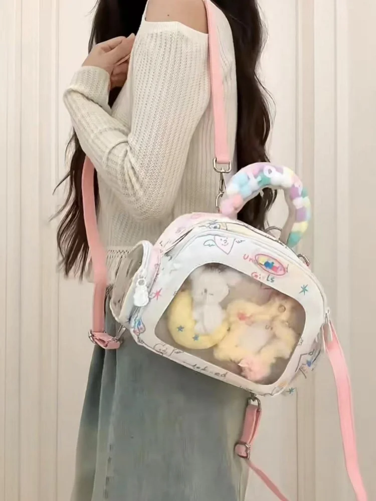 Contrast Color Plaid Transparent Backpack Casual Big Capacity Schoolbag Handbag Student Leisure Travel Backpack