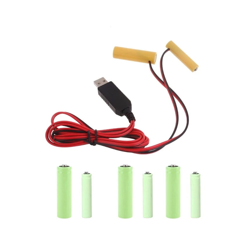 

CPDD AA + AAA 6V Battery Eliminators,USB Power Supply Replace 4pcs 1.5V Batteries,Battery Eliminate Cable for Clock Holiday