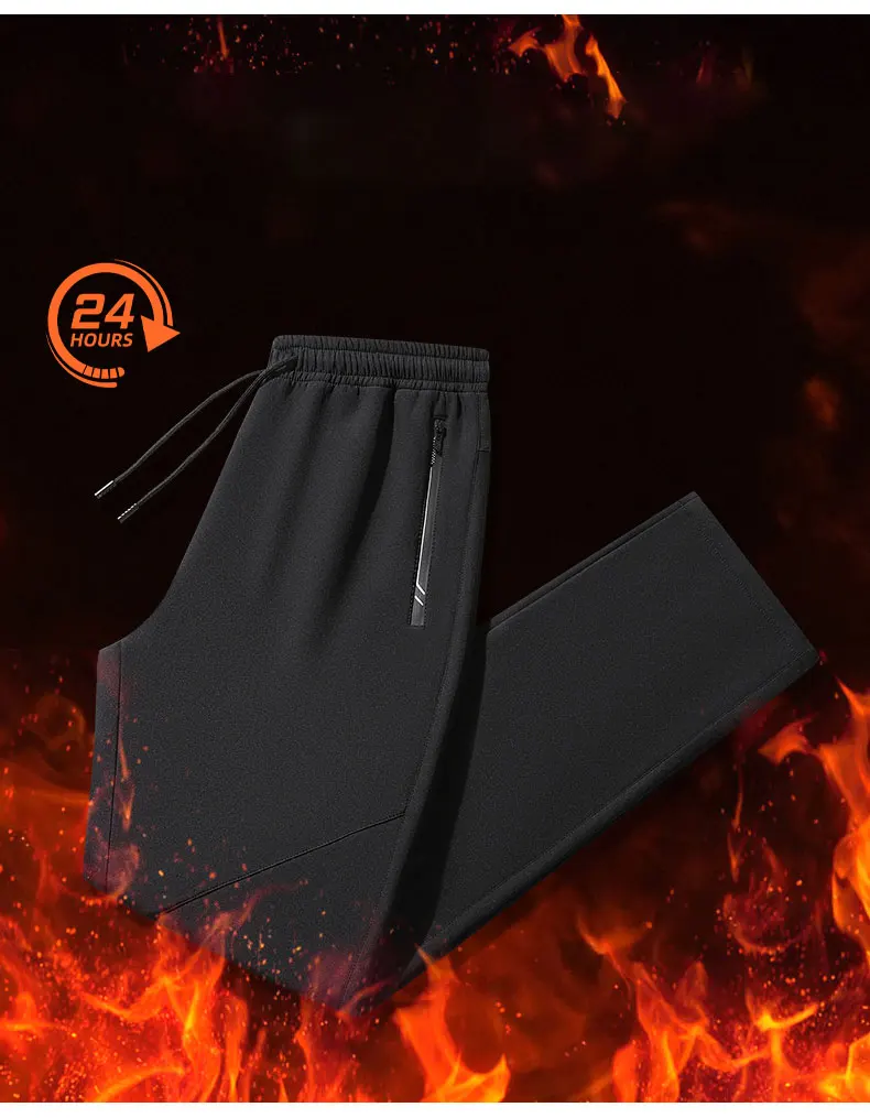 Mens Winter Running Pants - Windproof Fleece Joggers Waterproof Thermal Sweatpants