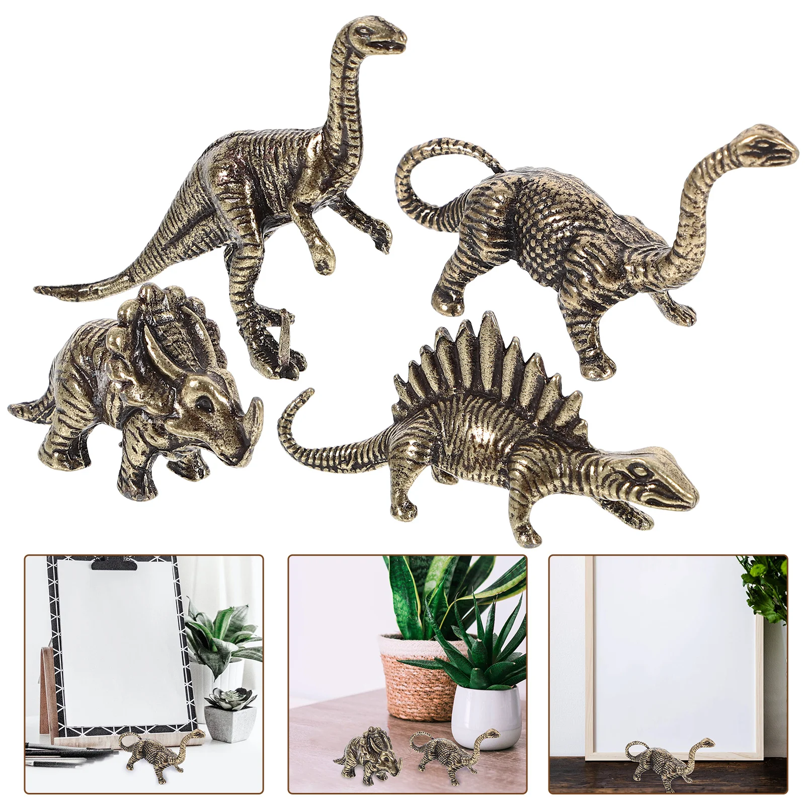 

Brass Dinosaur Ornament Copper Mini Dinosaur Statue Metal Animal Figurine Miniature Dinos Sculpture Feng Shui
