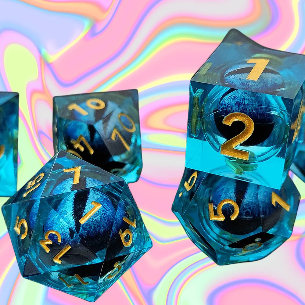7 Pz/Set Dnd Longan Resin Dice Sharp Edge Dadi Poliedrici Utilizzati Per Dungeon E Dragon Pathfinder Gioco Di Ruolo (Rpg)/Gioco Mtg