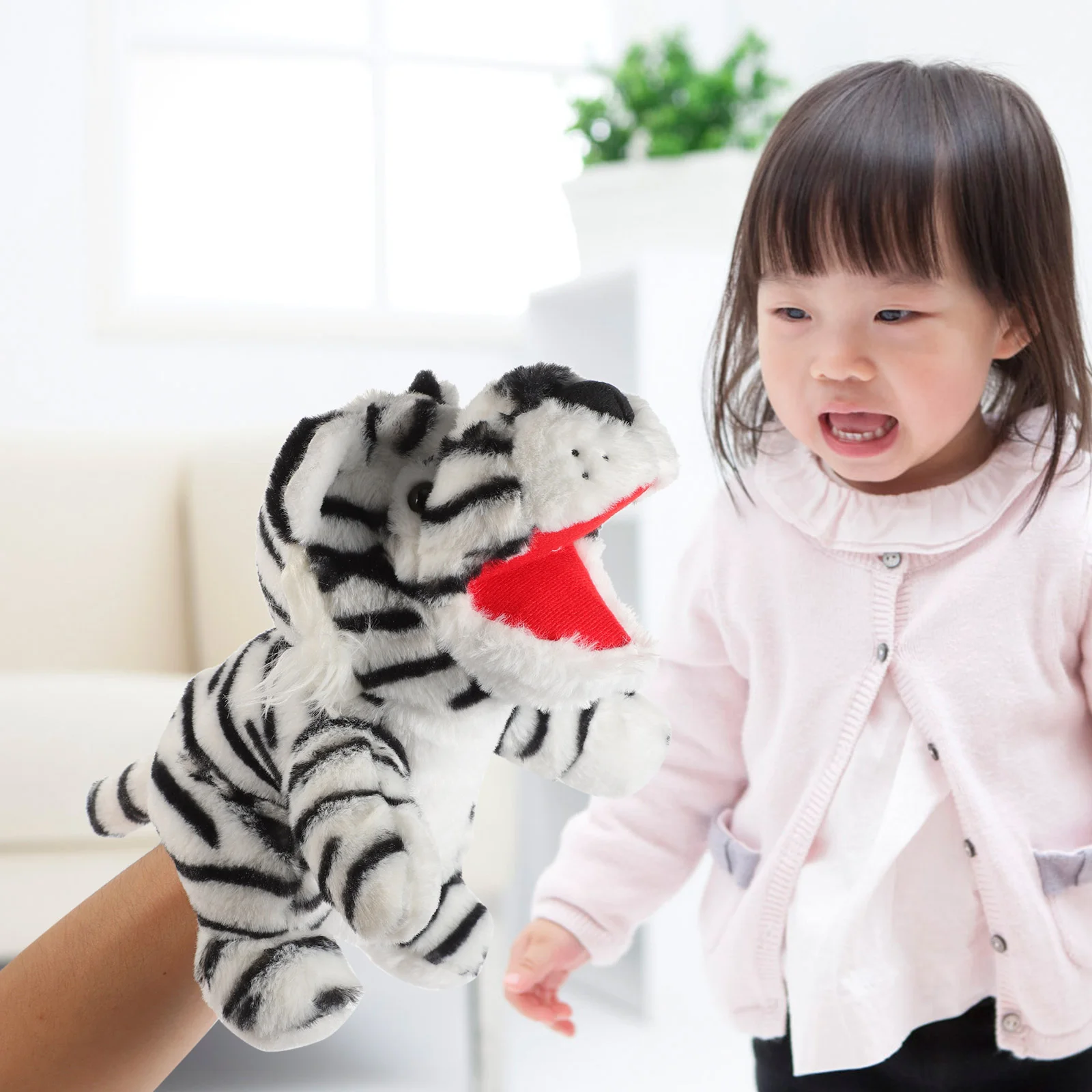 

Kids Toys Hand Puppet Cartoon Animal Tiger Plush Puppets Story Telling Creative Emulated Simulation Model Child