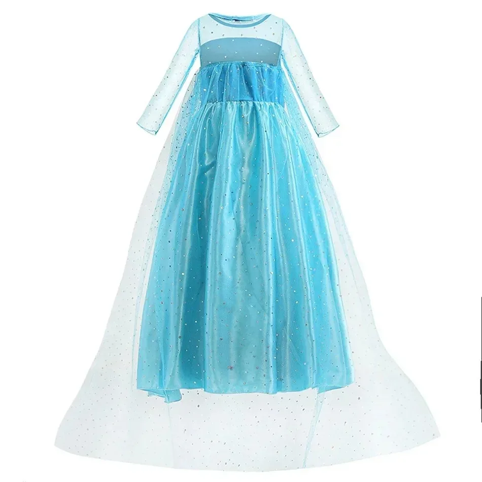 Mädchen Sommer glänzendes Freizeit kleid für Kinder Geburtstags feier Elsa Anna verkleiden Stoff Schnee königin Karneval Halloween Cosplay Kostüm – Detail 18