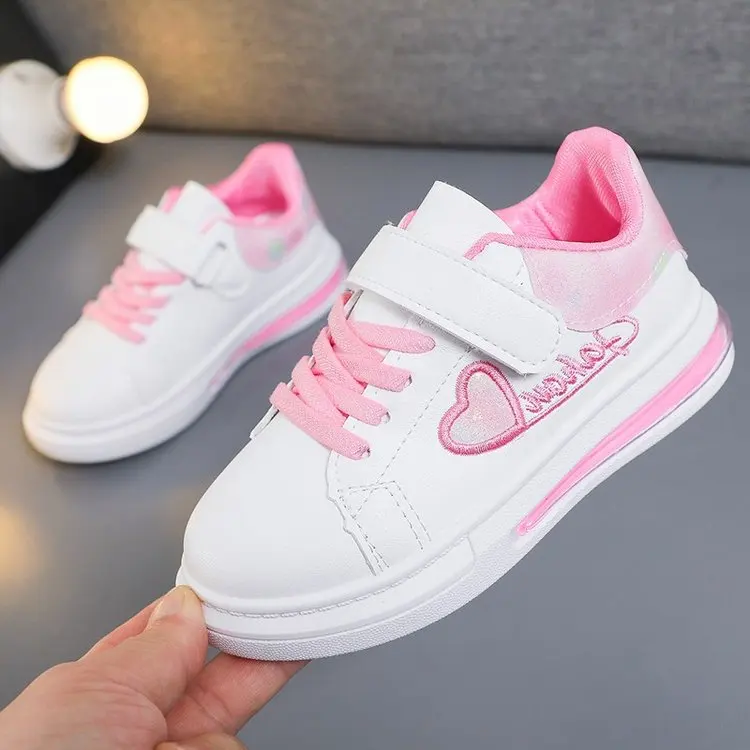 Sports Shoes Kids Sneakers Kids Shoes Kids Sports Shoes Children's Shoes Summer Kids Fashion Casual Sports Shoes Hook & Loop Love Embroidery Princess Girls Sneakers Versatile