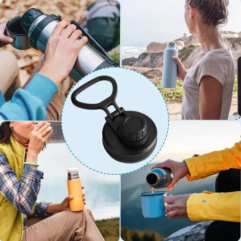 Water Bottle Lid Wide Mouth Bottle Lids Spill Proof Leakproof Non Slip Ring Handle Large Cup Topper Accessories