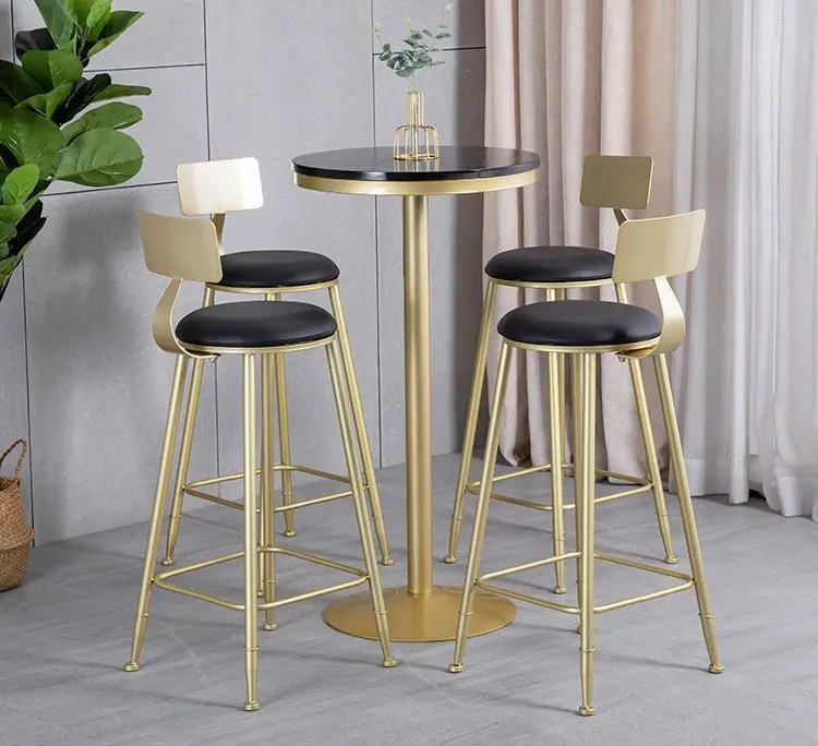Nordic Minimalist Modern Wooden Frame Casual Adjustable Ergonomic Bar Stool High-Leg Backrest Tall Chair Home Dining Viral Stool