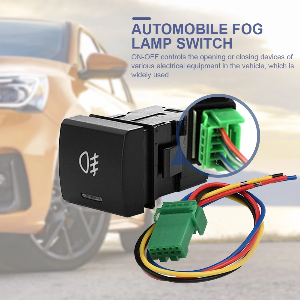 Automobile Fog Lamp Switch with Green Light Fog Light Button Pure Copper Wire Refitting Fog Lamp Switch 12V 24V for Camry 2018+