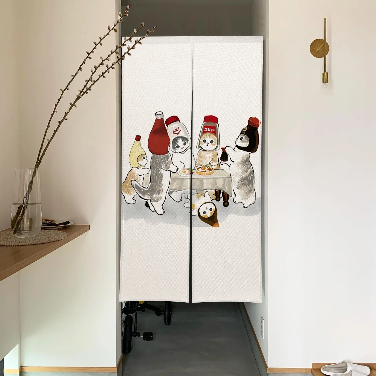Japanese Door Curtain Noren Cute Funny Cat Drapes Living Room Bedroom Doorway Partition Kitchen Entrance Hanging Half-Curtains 5