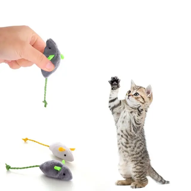 2pcs Funny Plush Soft Interactive Cats Training Toy Simulated Mouse Fake Mice Catnip Toy 3