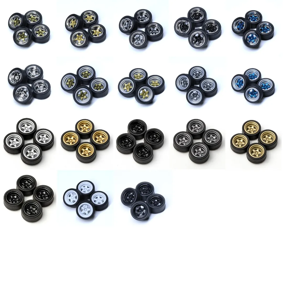 SpeedCG 1/64 ABS Wheels with Rubber Tire Type J Modified Parts Diameter 10mm For Model Car Racing Vehicle Toy Hotwheels Tomica 5