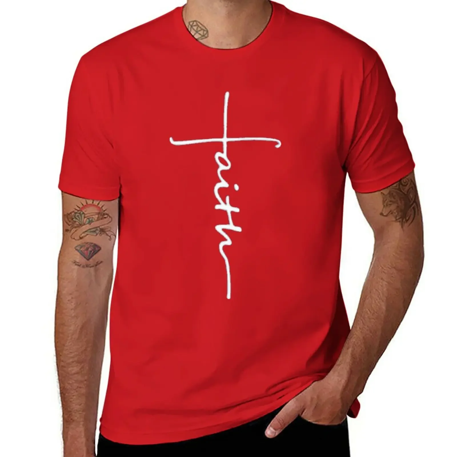 

Faith Cross T-Shirt summer tops sweat oversized mens workout shirts