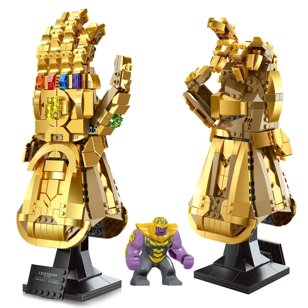 Disney MARVEL AVENGERS Ironman Spiderman THANOS Infinity Glove Gauntlet Stone Thor Hulk Strange Building Block Bricks Toys Gift