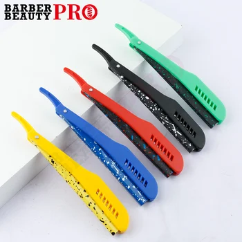 Il più nuovo 1PCS da uomo classico pieghevole porta rasoio da barba modello mimetico strumento di rasatura manuale bordo dritto barba taglio trimmer 1