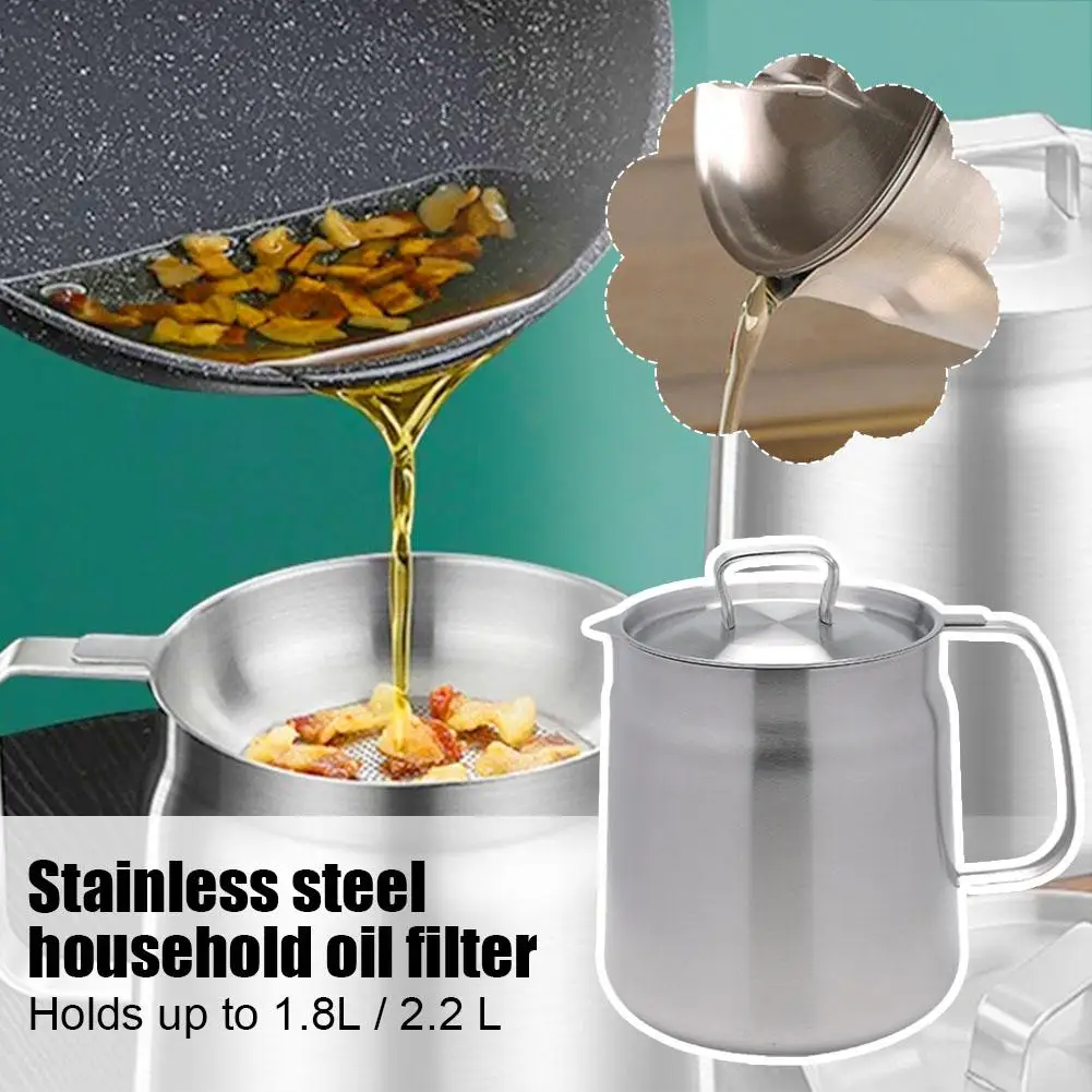 

Stainless Steel Oil Filter Pot Kitchen Oil Container Fried Pot Strainer Chicken Chicken Pan Fryer Cooking with Tempura Tool I5N2